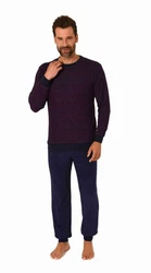RELAX by Normann Pyjama Herren langarm Dunkelrot/Dunkelblau/Lila/Bordeaux/Rosa