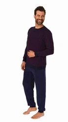 RELAX by Normann Pyjama Herren langarm Dunkelrot/Dunkelblau/Lila/Bordeaux/Rosa