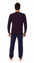 RELAX by Normann Pyjama Herren langarm Dunkelrot/Dunkelblau/Lila/Bordeaux/Rosa