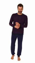 RELAX by Normann Pyjama Herren langarm Dunkelrot/Dunkelblau/Lila/Bordeaux/Rosa