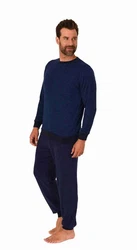 RELAX by Normann Pyjama Herren langarm Dunkelblau/Blau