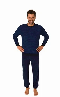 RELAX by Normann Pyjama Herren langarm Dunkelblau/Blau