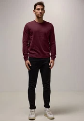 STREET ONE MEN Strickpullover mit Rundhalsausschnitt Dunkelrot/Bordeaux