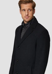 s.Oliver BLACK LABEL Langmantel Wattierter Wollmix-Mantel nachtblau/dunkelblau
