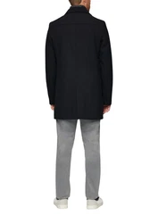s.Oliver BLACK LABEL Langmantel Wattierter Wollmix-Mantel nachtblau/dunkelblau