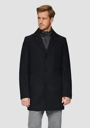 s.Oliver BLACK LABEL Langmantel Wattierter Wollmix-Mantel nachtblau/dunkelblau