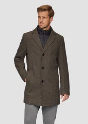 s.Oliver BLACK LABEL Langmantel Wattierter Wollmix-Mantel Schwarz