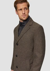 s.Oliver BLACK LABEL Langmantel Wattierter Wollmix-Mantel Schwarz