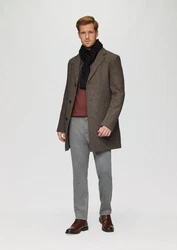 s.Oliver BLACK LABEL Langmantel Wattierter Wollmix-Mantel Schwarz