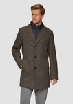 s.Oliver BLACK LABEL Langmantel Wattierter Wollmix-Mantel Schwarz