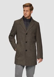 s.Oliver BLACK LABEL Langmantel Wattierter Wollmix-Mantel Schwarz