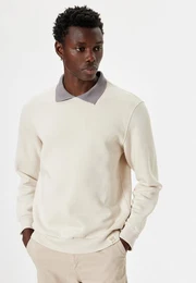Sweatshirt Polokragen Mit Strickwarendetail