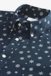Next Langarmhemd mit Weihnachts-Print Hellblau/Dunkelblau/Blau