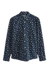 Next Langarmhemd mit Weihnachts-Print Hellblau/Dunkelblau/Blau