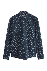 Next Langarmhemd mit Weihnachts-Print Hellblau/Dunkelblau/Blau
