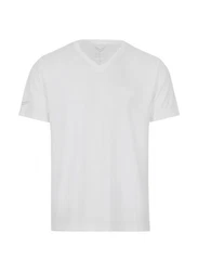 Trigema V-Shirt TRIGEMA V-Shirt COOLMAX Weiß/Creme/Dunkelblau/Rot