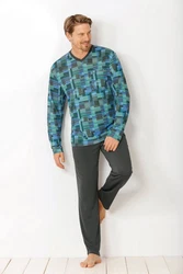 Hajo Schlafanzug Klima-Soft Türkis/Grün/Blau