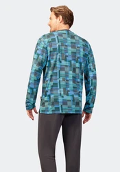 Hajo Schlafanzug Klima-Soft Türkis/Grün/Blau