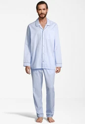 seidensticker Pyjama Web (Set, 2 tlg) Hellblau/Blau