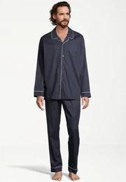 Pyjama Web (Set, 2 tlg) Pyjama - Baumwolle - Atmungsaktiv - Oberteil mit Knopfleiste