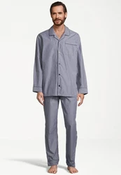 seidensticker Pyjama Web (Set, 2 tlg) Pyjama Grau/Dunkelblau