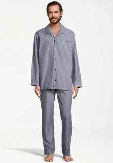 seidensticker Pyjama Web (Set, 2 tlg) Pyjama Grau/Dunkelblau