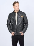 MUSTANG Lederjacke Varberg Grau/Dunkelgrau/Schwarz