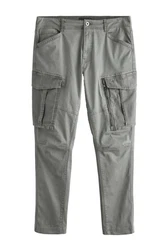 Next Slim Fit Cargohose mit Stretch und Reißverschluss Khaki/Dunkelgrün/Hellgrau/Grau