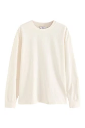 Next Langarmshirt Relaxed Fit Weiß/Khaki/Beige/Creme