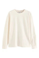 Next Langarmshirt Relaxed Fit Weiß/Khaki/Beige/Creme