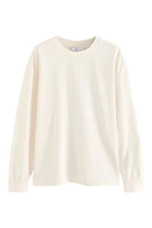 Next Langarmshirt Relaxed Fit Weiß/Khaki/Beige/Creme Next Langarmshirt Relaxed Fit Weiß/Khaki/Beige/Creme