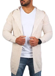 Cardigan Herren leichte Herren Feinstrick Weste Strickjacke lange Passform 7717 in Unifarbe