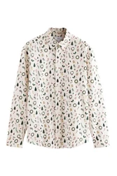 Next Langarmhemd mit Weihnachts-Print Weiß/Rosa/Beige/Gelb/Creme