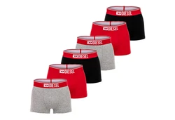 Diesel Boxer Herren Boxershorts 6er Pack - UMBX-DAMIENTHREEPACK Rot/Schwarz/Grau
