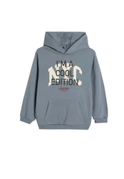 Kapuzensweatshirt Kapuzenkragen Mit Aufdruck