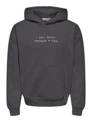 ONLY & SONS Sweatshirt Hoodie Aaron dunkelgrau/weiß