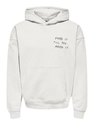 ONLY & SONS Sweatshirt Hoodie Aaron Grau/Weiß/Silber/Hellgrau