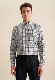 Flanellhemd Regular Regular Langarm Button-Down-Kragen Karo