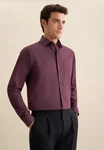 seidensticker Flanellhemd Regular Langarm Kentkragen Uni Bordeaux/Dunkelrot/Lila/Rosa/Rot