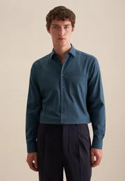 Flanellhemd Regular Regular Langarm Kentkragen Uni