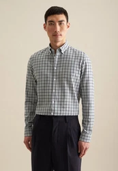 seidensticker Flanellhemd Slim Langarm Button-Down-Kragen Dunkelgrün/Grün