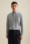 seidensticker Flanellhemd Shaped Langarm Button-Down-Kragen Karo Dunkelgrün/Grün