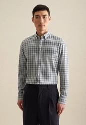 seidensticker Flanellhemd Slim Langarm Button-Down-Kragen Dunkelgrün/Grün
