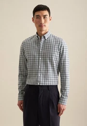 Flanellhemd Slim Slim Langarm Button-Down-Kragen Karo