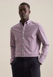 seidensticker Flanellhemd Shaped Langarm Button-Down-Kragen Karo 