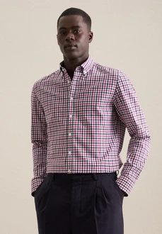 seidensticker Flanellhemd Shaped Langarm Button-Down-Kragen Karo seidensticker Flanellhemd Shaped Langarm Button-Down-Kragen Karo