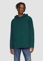 QS Langarmshirt Longsleeve mit Kapuze Dunkelgrün/Grün/Türkis