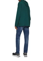 QS Langarmshirt Longsleeve mit Kapuze Dunkelgrün/Grün/Türkis