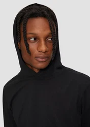 QS Langarmshirt Longsleeve mit Kapuze Schwarz
