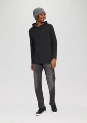 QS Langarmshirt Longsleeve mit Kapuze Schwarz